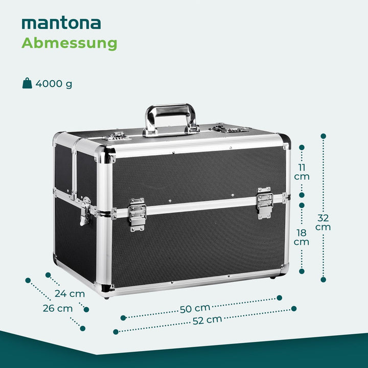 Mantona Foto Equipment Koffer - Robuster Aluminiumkoffer mit Steckfächern, Hartschaum-Polsterung und