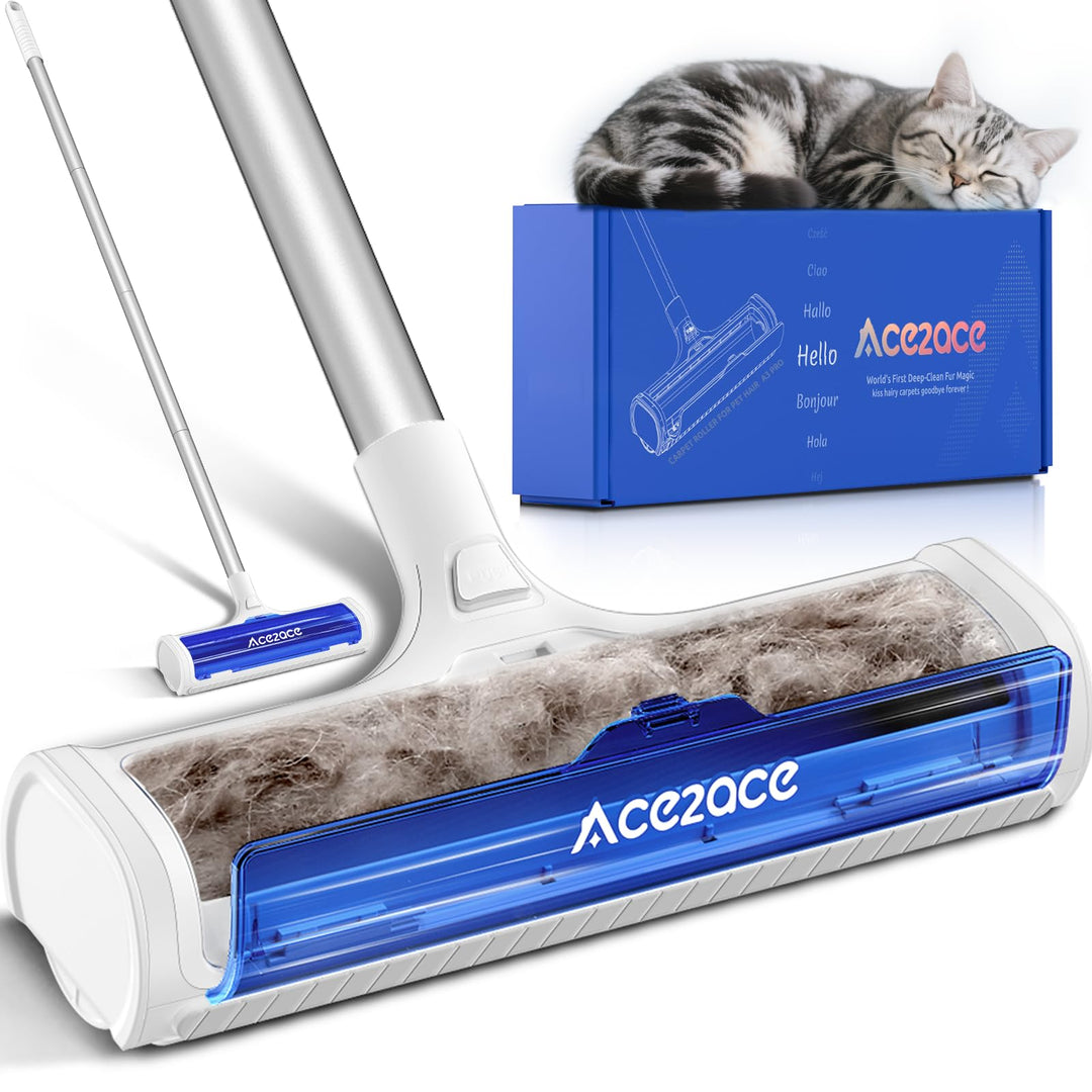 ACE2ACE Teppichrolle für Tierhaare, Teppichbürste Tierhaare, Tierhaarentferner Teppich für Hundehaar