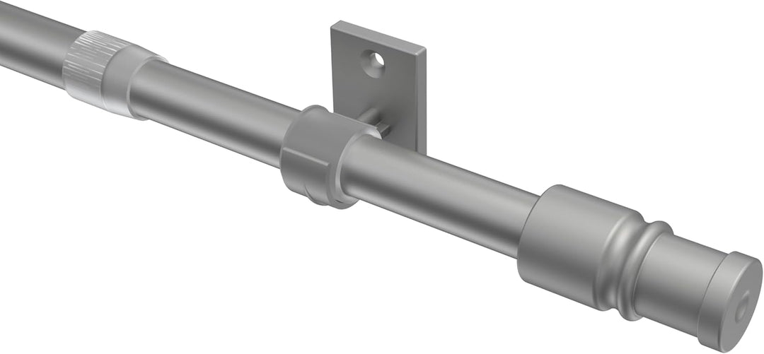 Interdeco Cafehausstangen (2 Stück), Scheibenstangen Silbergrau in 12 mm Ø, Sora, 55-85 cm ausziehba