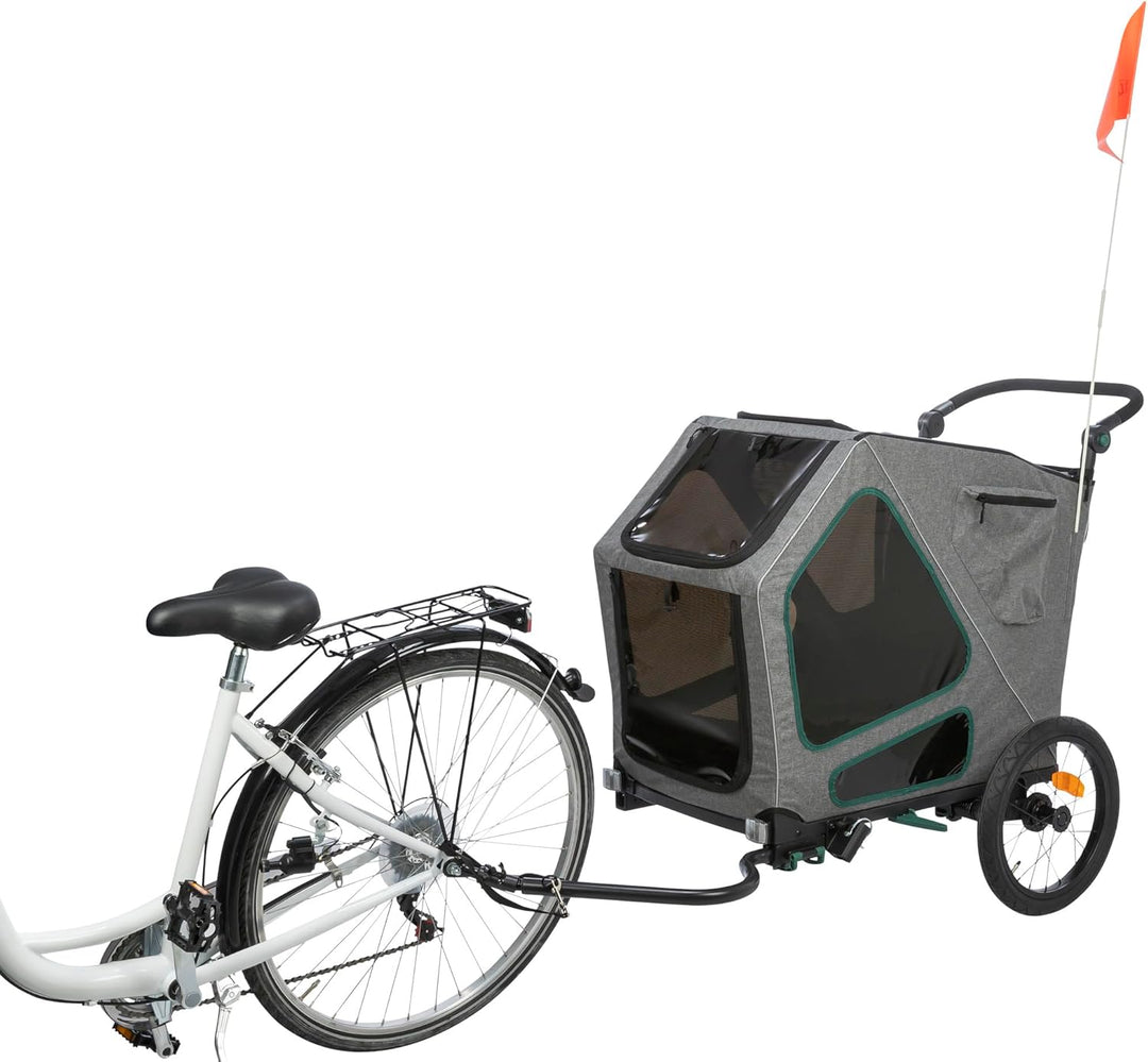 Trixie Dog Trailer for Bicycles 16.1 × 21.3 × 24.4 inches up to 55.1 lbs – Suspended Dog Bike Traile