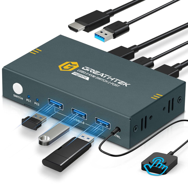 4K60Hz USB 3.0 HDMI KVM Switch 2 PC 1 Monitore, KVM-Switches für 2 Computer teilen sich 1 Satz Druck