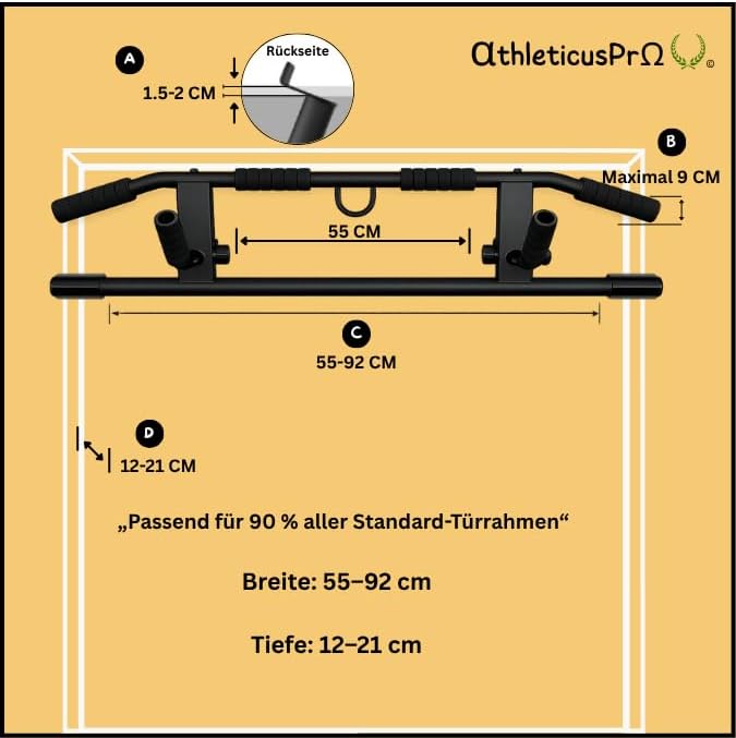 Klimmzugstange Türrahmen, Calisthenics Pull Up Bar mit vielfältigen Griffmöglichkeiten, Mit gutem De