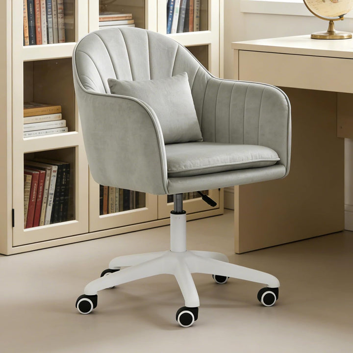 Ergonomischer Bürostuhl, 360° drehbar Höhenverstellbar, SamtStuhl mit Kopfkissen, Homeoffice Stuhl b
