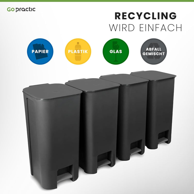 Go Practic Mülleimer Küche Mülltrennsystem 2x 40 L Mit Softclose Deckel Pedal Rollen Abfalleimer Mül
