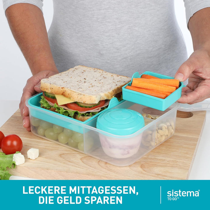 Sistema TO GO Bento-Box Cubes | 1,65 L | Brotdose für Pause mit Fächern und Snackbox | BPA-frei | 2