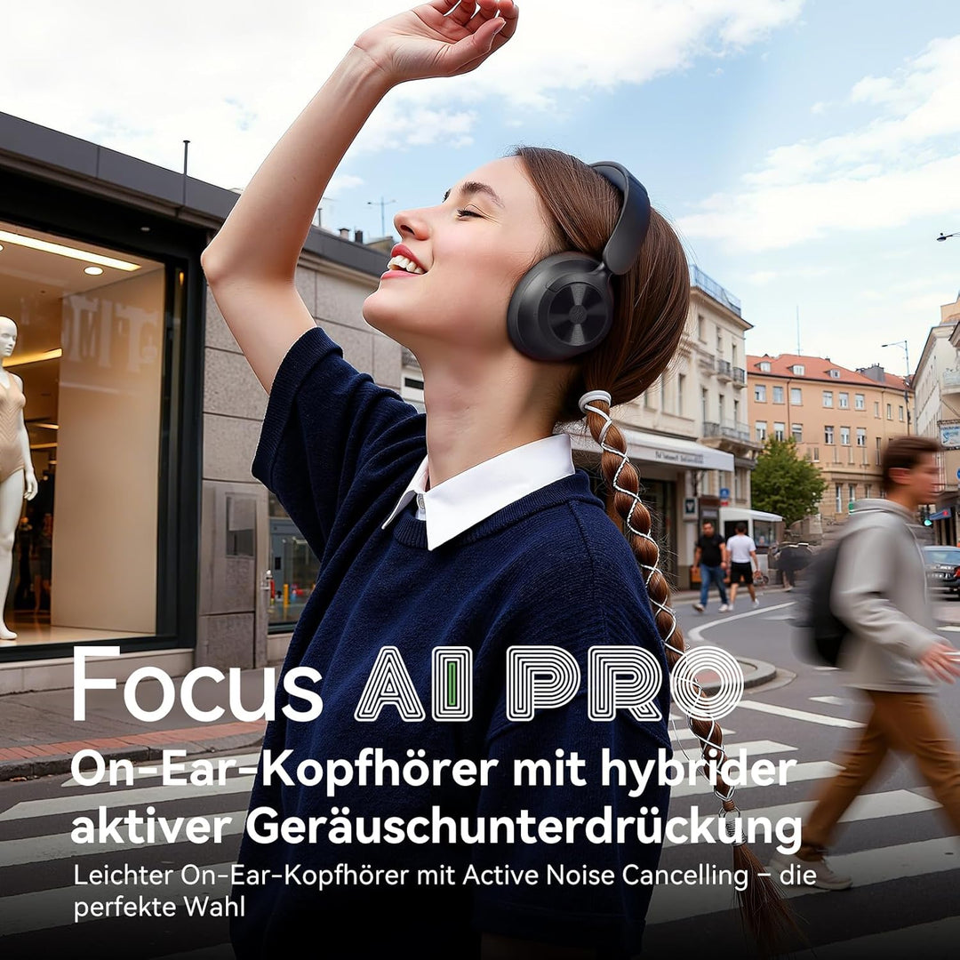 OneOdio Focus A1 Pro On Ear Kopfhörer Bluetooth, Hybrid Aktive Noise Cancelling, 70 Stunden Akku mit