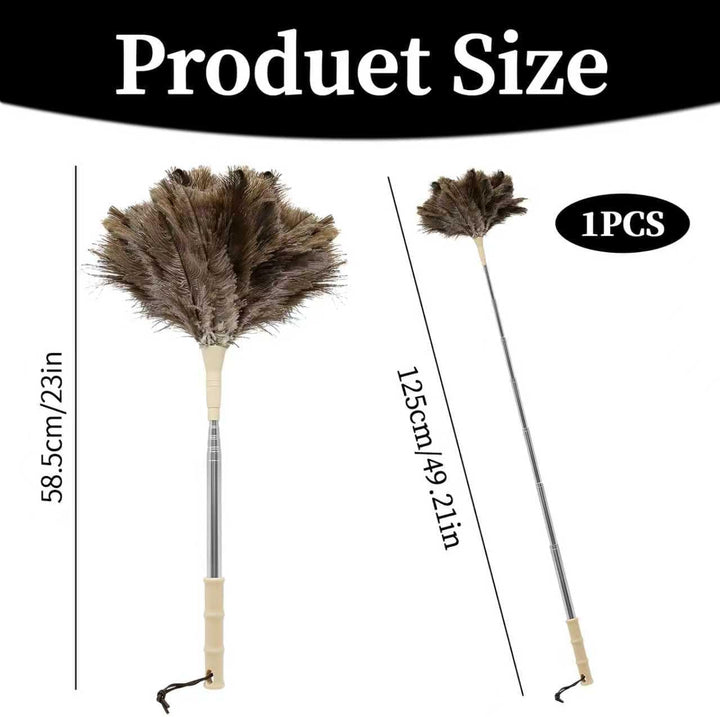 Staubwedel Straussenfedern Staubwedel Teleskop Waschbar Staubwedel Lang Ausziehbar 125cm für Spinnwe