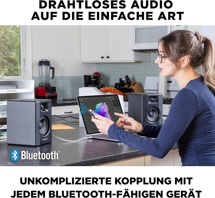 M-Audio BX3BT 3,5" Studio-Monitore mit Bluetooth High-Definition Monitor Lautsprecher Boxen für Reco