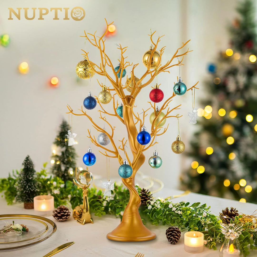 NUPTIO Künstlicher Weihnachtsbaum Gold Ornament-Anzeige Manzanita Baum 58cm Hoch Künstliche Wunschba
