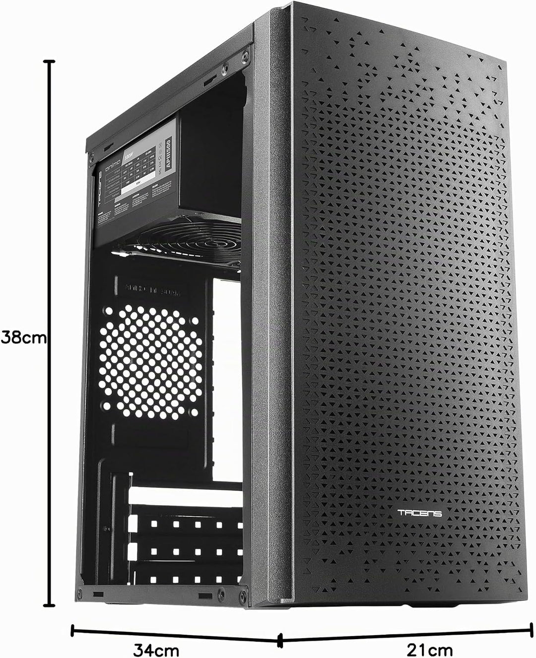 Tacens Anima AC6500, Kompaktes Micro ATX PC Gehäuse, Front-Mesh Kühlung, 500W Netzteil, USB 3.0, Sch