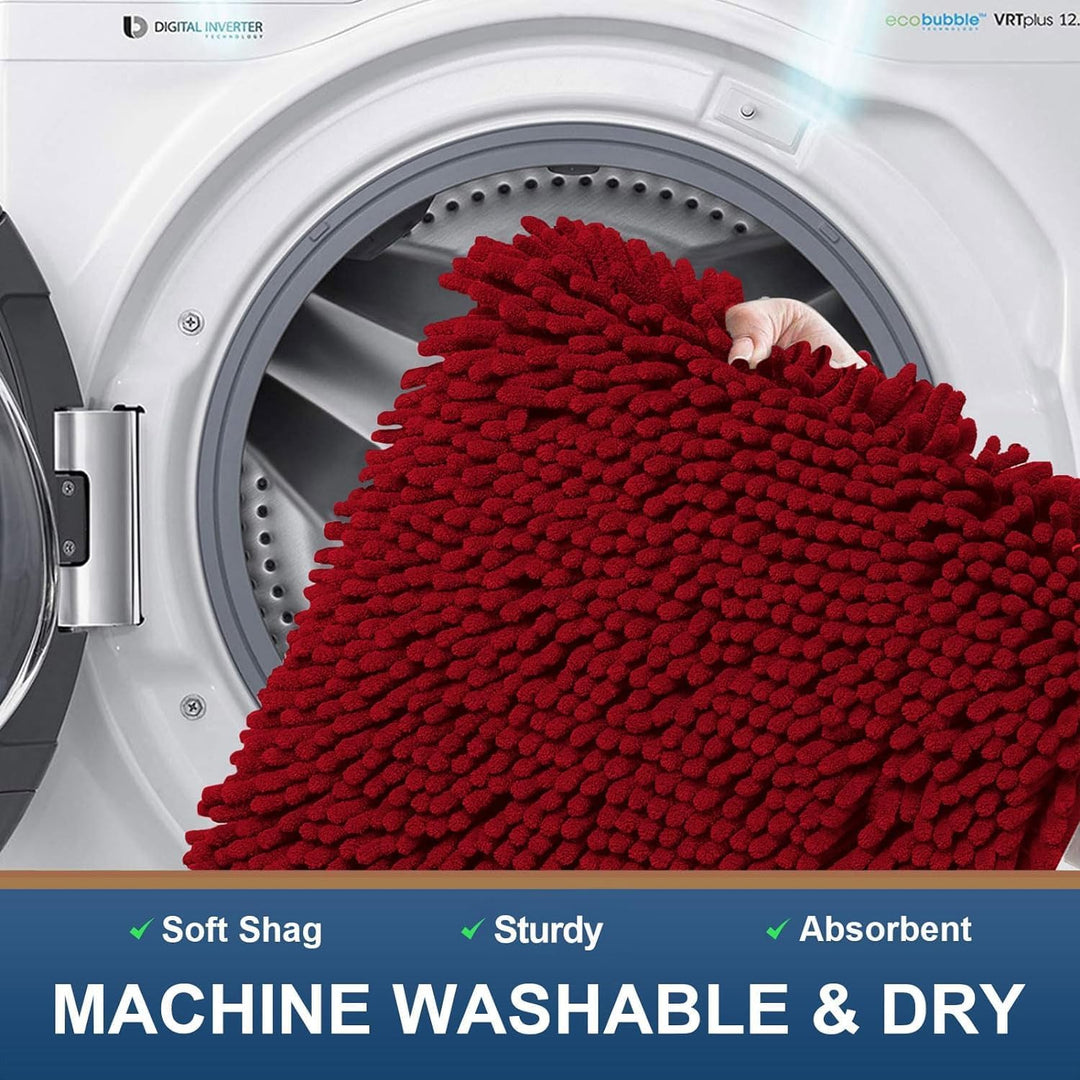 Homaxy rutschfeste Badematte Chenille Badezimmerteppich Mikrofaser Badteppich Saugfähige Hochflor Ba