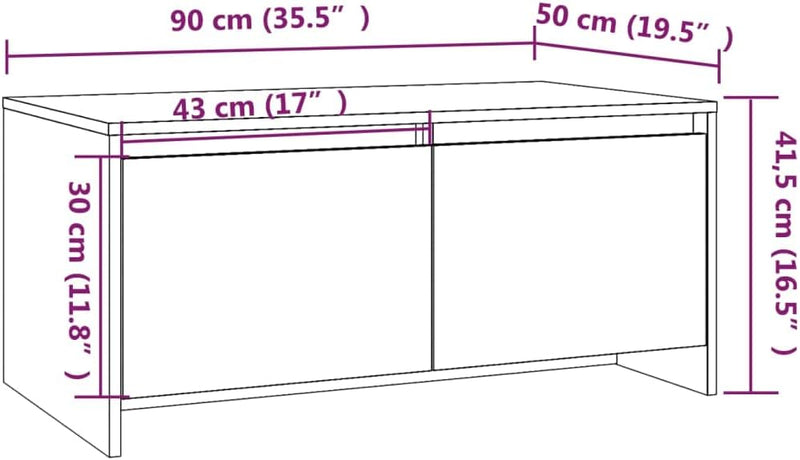 FIRBNUS Beistelltisch Couch 90x50x41,5 cm Wohnzimmertisch Holz Sofa Tisch Modern Stilvollen Kleiner