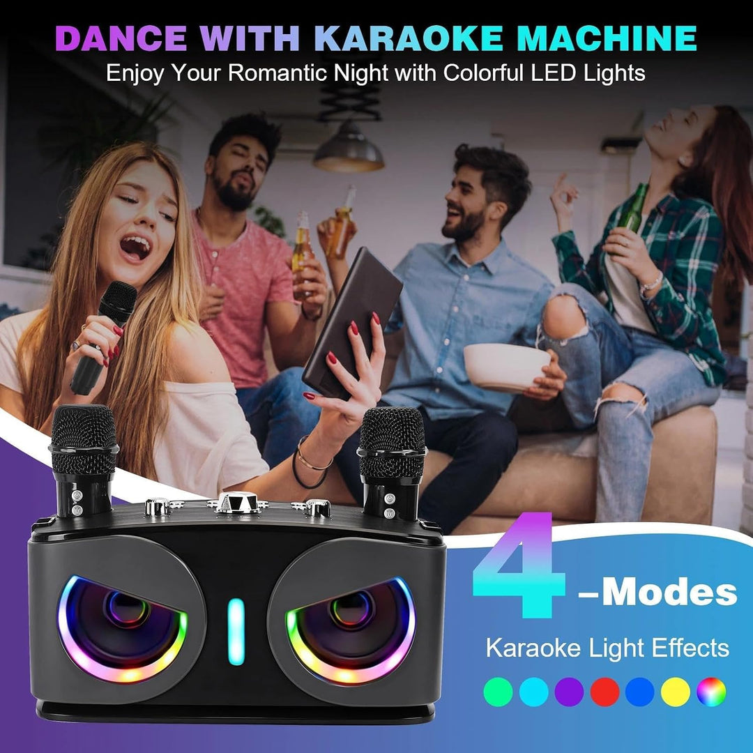 【26 Neu】 Tragbarer Karaoke Maschine, Karaoke mit 5.3 Bluetooth Lautsprecher und 2 kabellosen Mikrofo