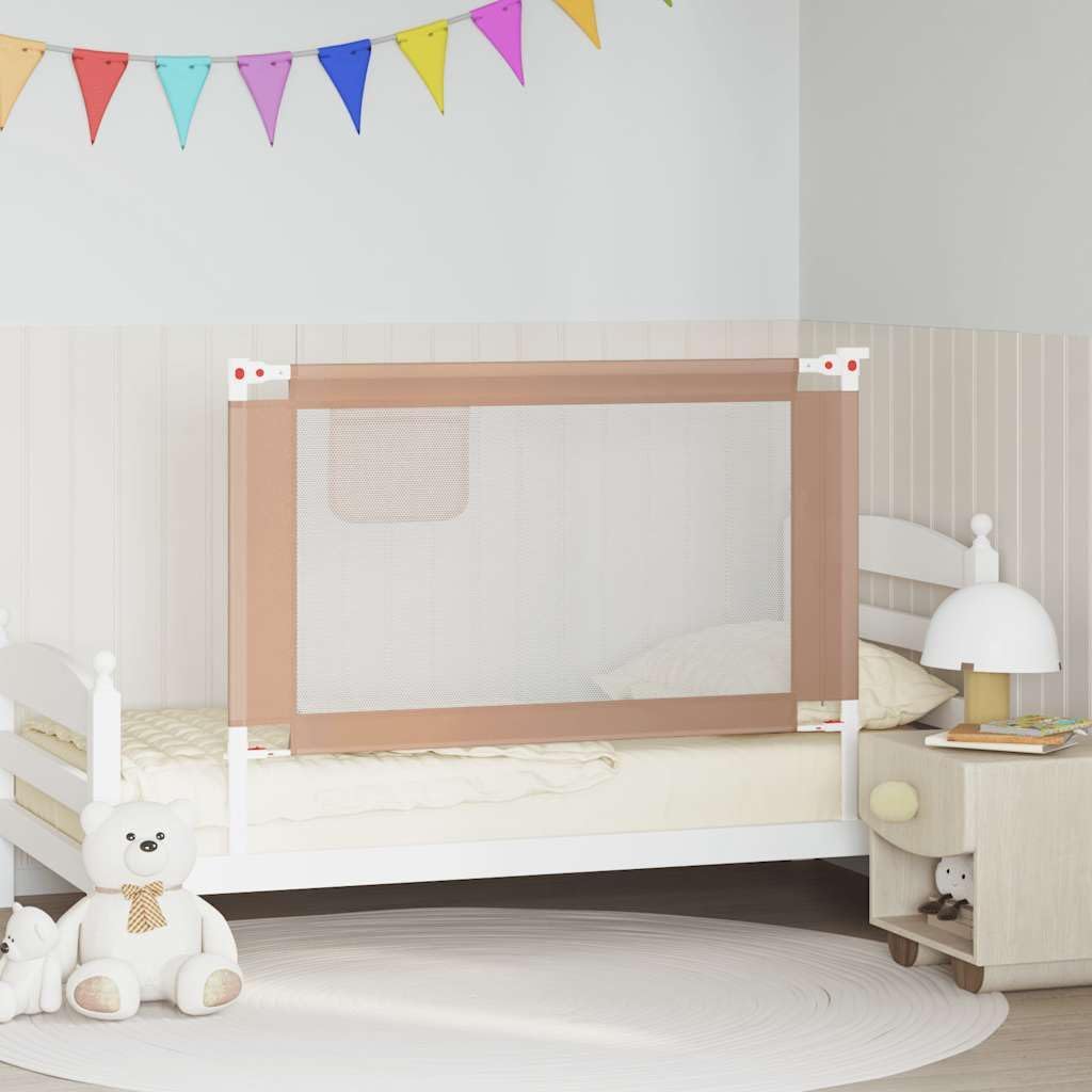 vidaXL Kleinkind-Bettschutzgitter Taupe 120x25 cm Stoff