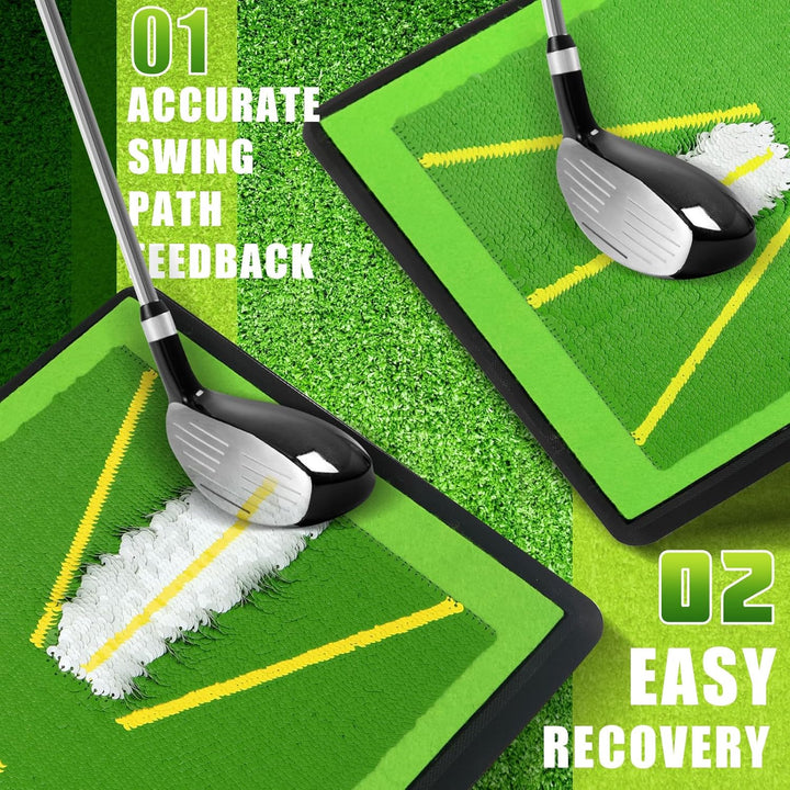 Golf Abschlagmatte Golfmatte mit 1 Austauschbar Golf Trainingshilfen Mat für Schlagbahn-Analyse, Rut