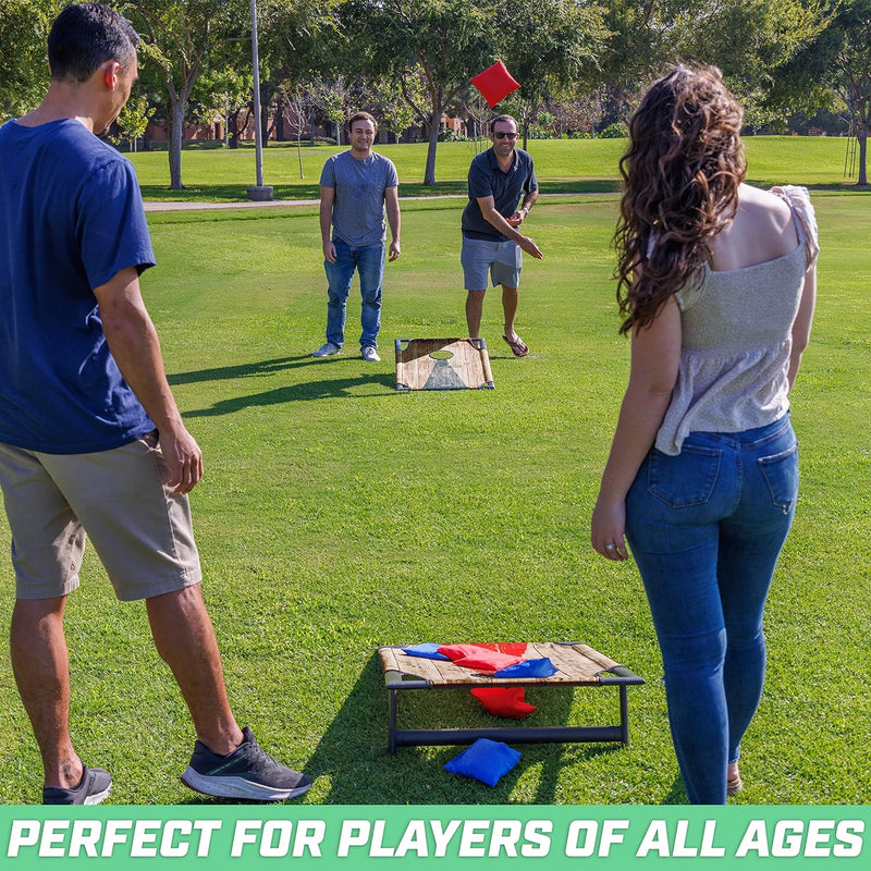 GoSports Tragbares Cornhole Toss Spiel-Set mit PVC-Rahmen, mit 8 Sitzsäcken und Tragetasche, wählen