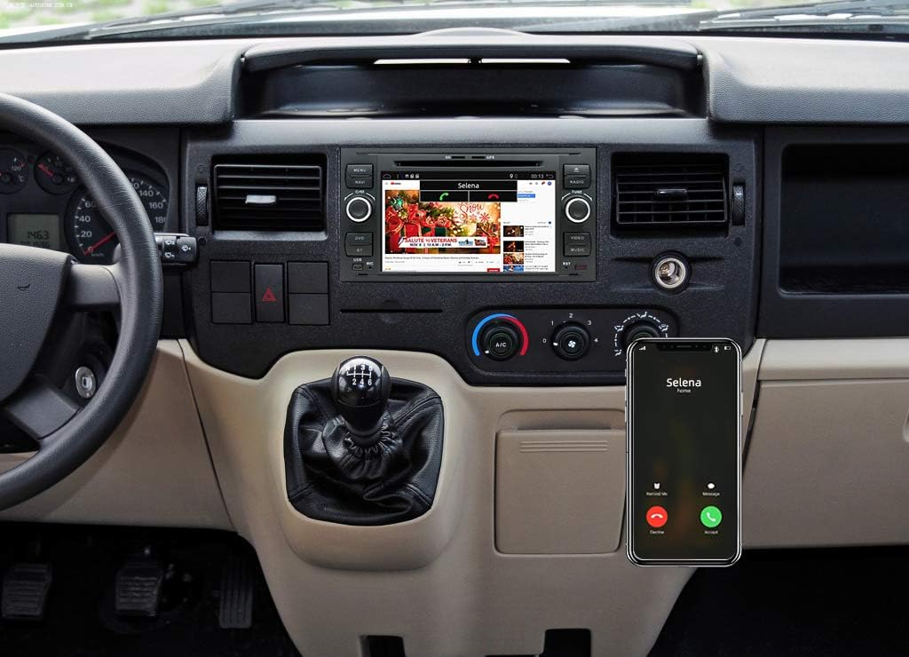 Android 14 Autoradio für Fiesta/Mondeo/Transit/Focus/Kuga-2 Din-[Integriertes Wireless CarPlay/Andro