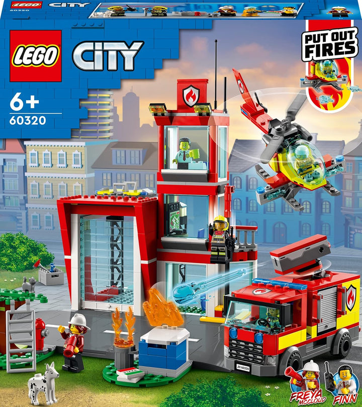 LEGO 60320 City Feuerwache, Feuerwehr-Spielzeug für Kinder ab 6 Jahren mit Garage, Feuerwehrauto und