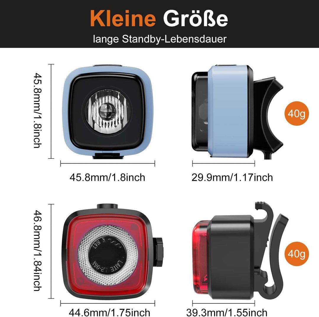 Antimi Fahrradleuchten-Set, StVZO-zugelassen Beleuchtungsset Led IPX5 Frontlicht + Rücklicht Fahrrad