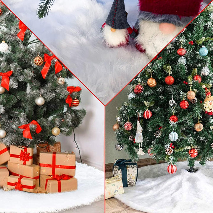 Baumdecke Weihnachtsbaum Decke, Runde Form Schneeflocke Weiss Plüsch Christbaumständer Teppich für W