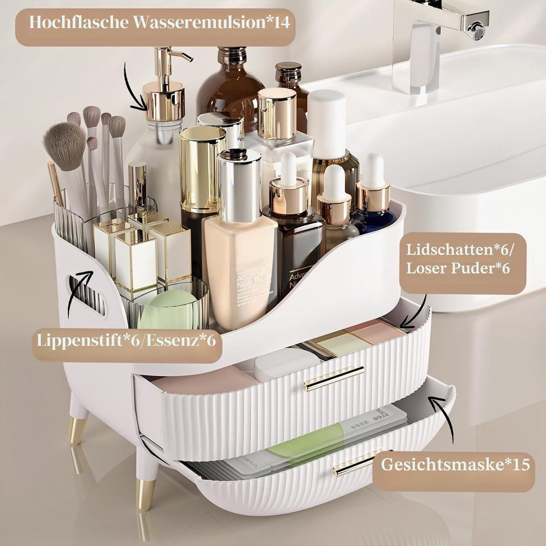 Makeup-Organizer mit Schubladen, Grosse Kosmetik-Aufbewahrung für Schminktisch, Kosmetik-Vitrine mit