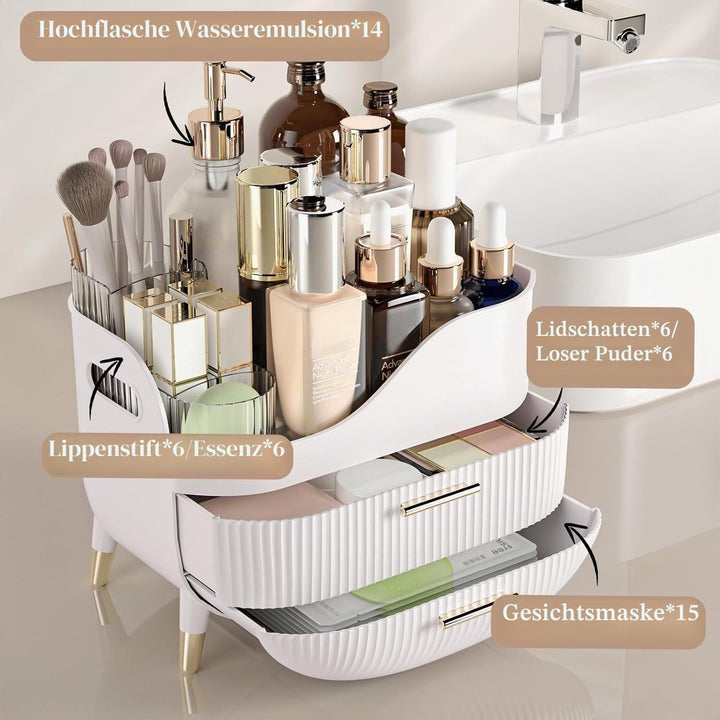 Makeup-Organizer mit Schubladen, Grosse Kosmetik-Aufbewahrung für Schminktisch, Kosmetik-Vitrine mit