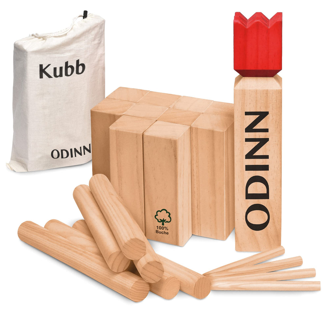 Kubb Wikinger Spiel Holz XXL - Toyfel Original Schwedenschach FSC® massives & schweres Buchenholz -