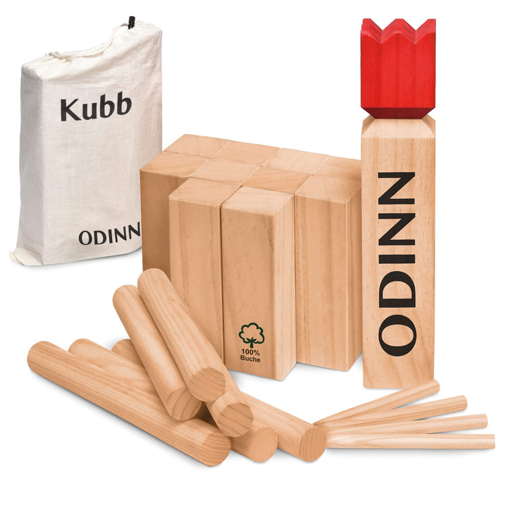 Kubb Wikinger Spiel Holz XXL - Toyfel Original Schwedenschach FSC® massives & schweres Buchenholz -