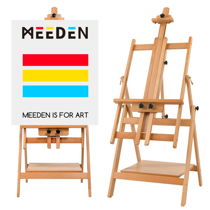 MEEDEN Grosse Atelierstaffelei, Umwandelbare Staffelei mit H-Rahmen für Künstler, Verstellbare Kunst
