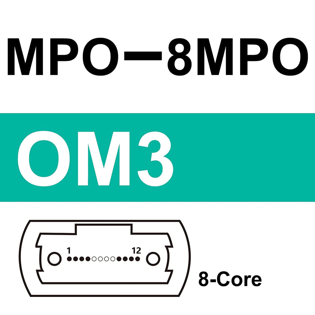 10Gtek Fiber Patch Cable - MPO to MPO OM3 Multimode Fiber Jumper Patch Cord, 8-core Fiber for QSFP+T