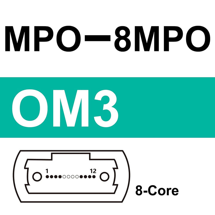 10Gtek Fiber Patch Cable - MPO to MPO OM3 Multimode Fiber Jumper Patch Cord, 8-core Fiber for QSFP+T