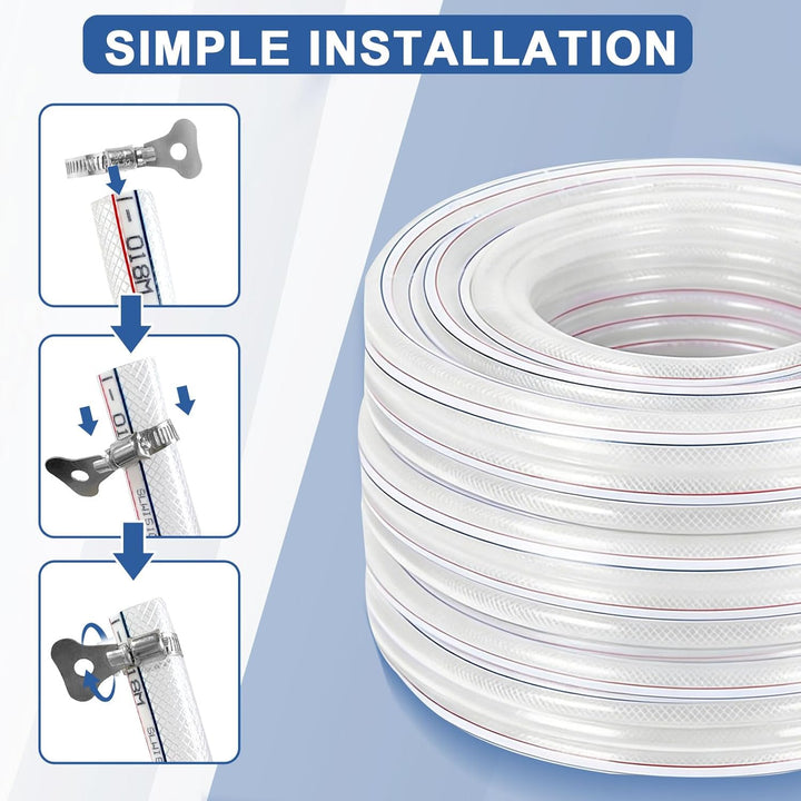 Geflochtener PVC Gewebeschlauch 25x32mm 10 Meter, Transparent Verstärkter Hochdruck Schlauch, Flexib