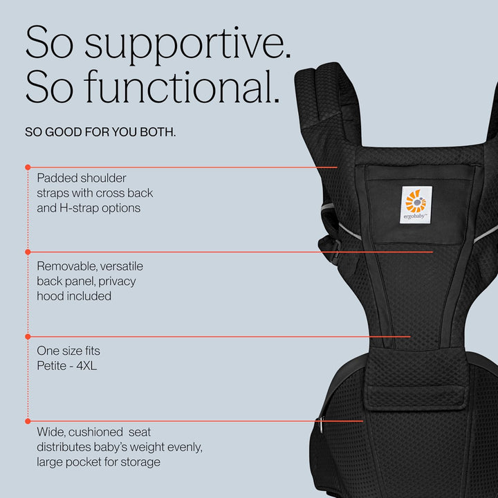 Ergobaby Alta Hip Seat Babytrage mit Babyhüftsitz für Babys und Kleinkinder ab 4 Monaten (5,5 kg - 2