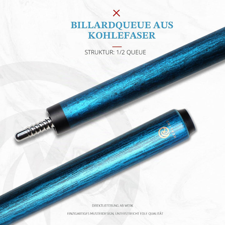 Billardqueue aus Karbonfaser, 12 mm Kopf, niedrige Ablenkung, professioneller Poolqueue, 142,2 cm Sn