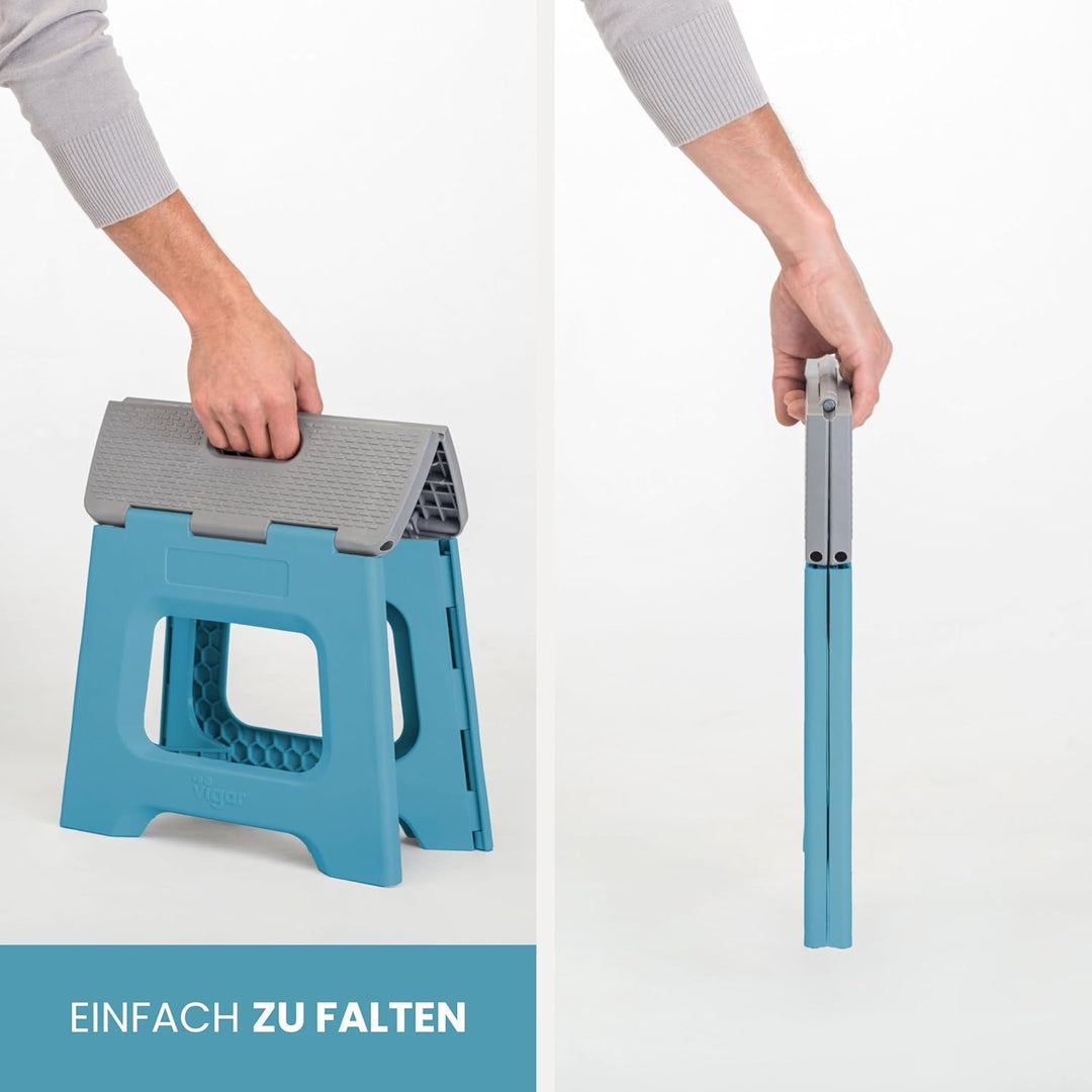 Vigar Kompakte Tritthocker Klappbar für Erwachsene, 27 cm, Klapphocker Faltbar 150 kg rutschfest, Le