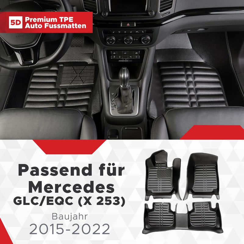 fussmattenprofi.com Auto Fussmatten Kompatibel mit Mercedes GLC/EQC X253 Baujahr ab 2015 I 100% Pass