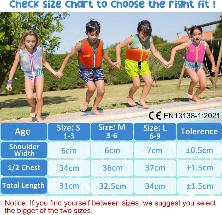 OSHYLE Kinder Schwimmweste - Jungen Mädchen Neopren Schwimmen Jacke Kleinkind Schwimmen Floating Neo