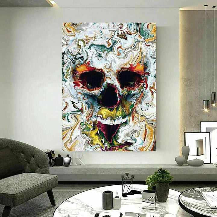 Magic Canvas Art Kunst Totenkopf verflossen Leinwand Leinwandbild 1- teilig Hochwertiger Kunstdruck