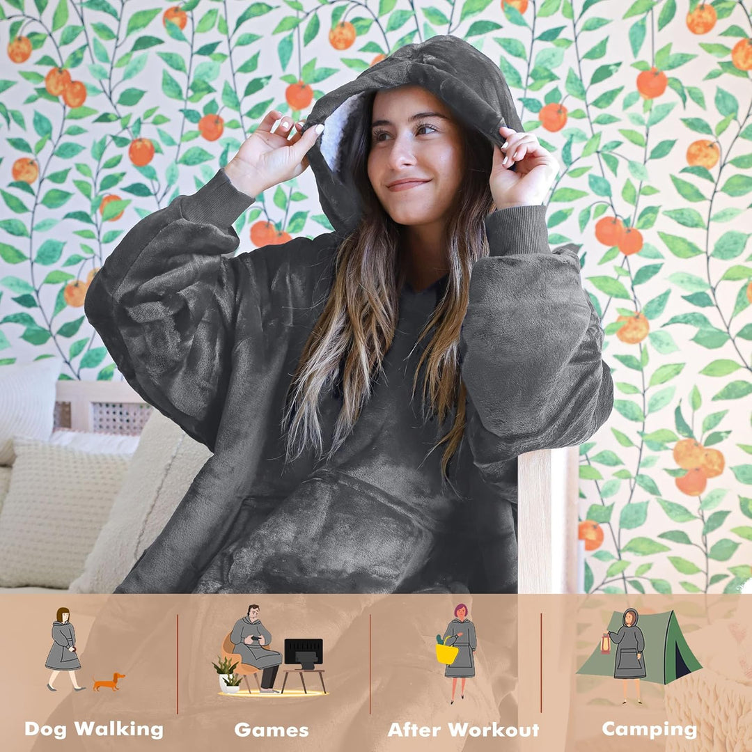 Catalonia Classy Oversized Sherpa Hoodie Decke, grosses Kapuzen-Sweatshirt für Frauen, weiche gemütl