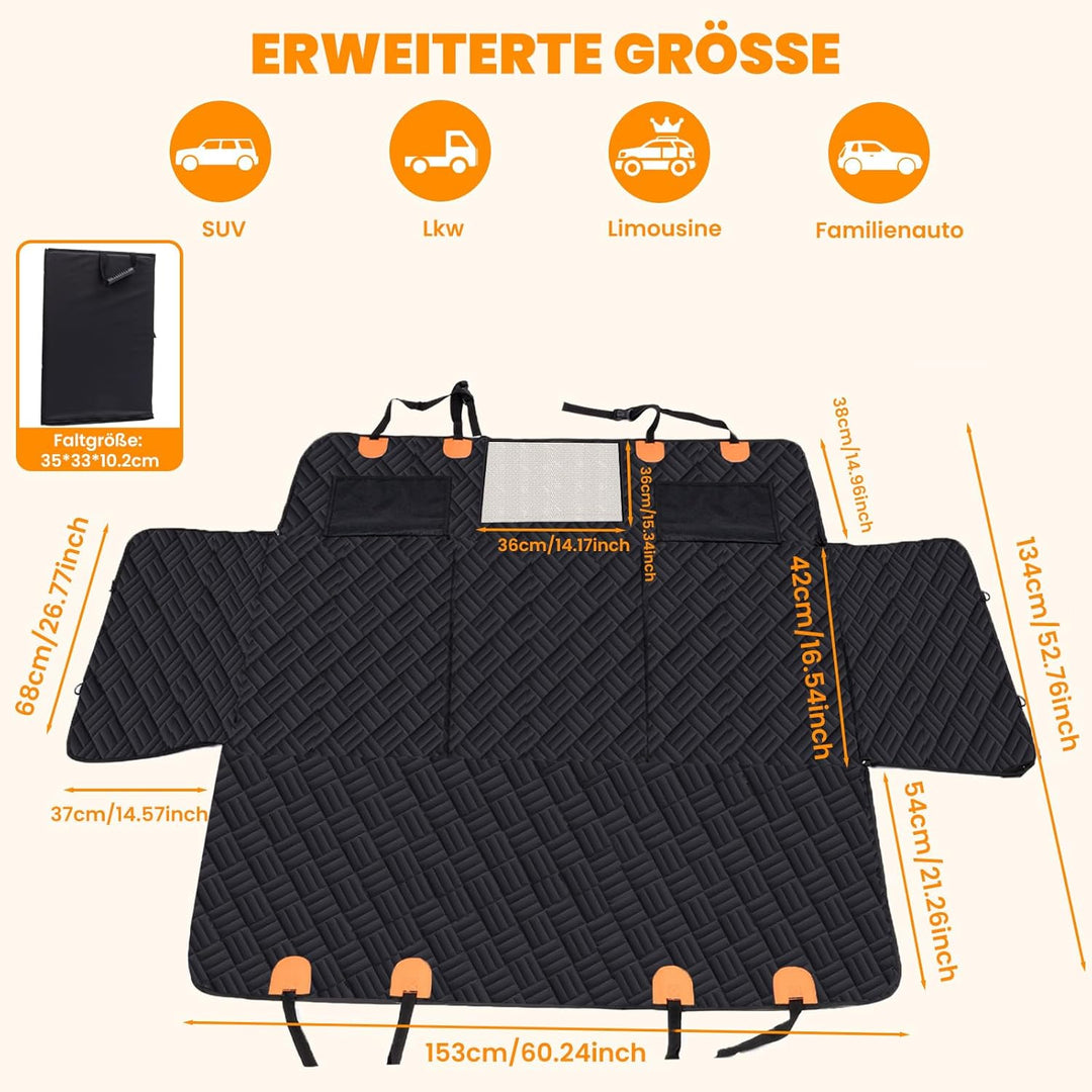 Hundedecke Rücksitz Auto, Universal Autodecke Hund Rücksitzbank mit Harter Unterseite Wasserdicht Kr