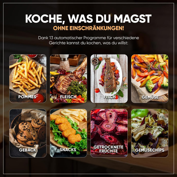 Kalorik - Airfryer - Heissluftfritteuse - XXL 6L, 40-200 °C - 13 Automatische Programme, Auftauen, A