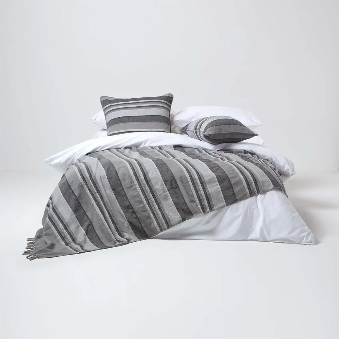 Homescapes handgewobener Vorhang Morocco grau 2er Set Ösenvorhang 167 x 182 cm (Breite x Länge) Deko