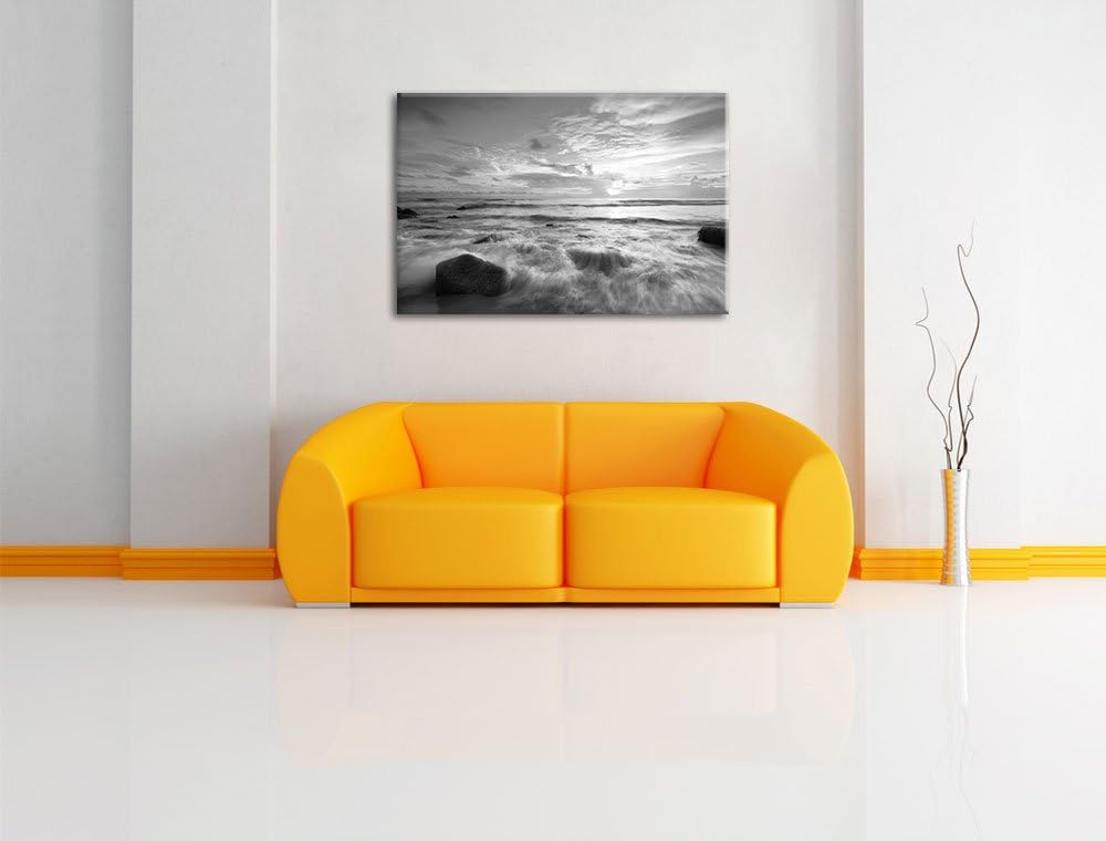 Pixxprint Sonnenuntergang am Meer als Leinwandbild/Grösse: 100x70 cm/Wandbild/Kunstdruck/fertig besp