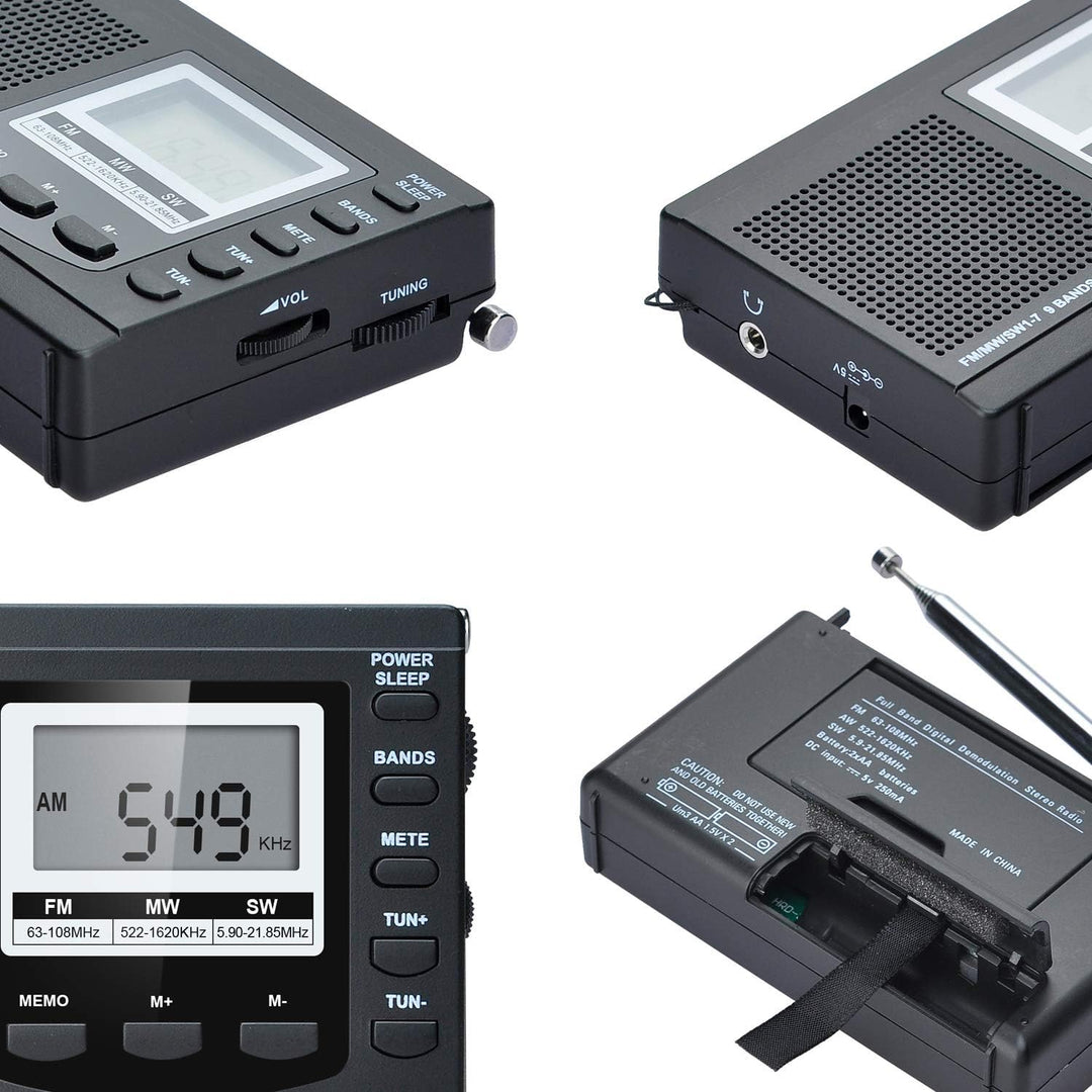 Songway Vollband AM/FM/SW DSP Radio Stereo Lautsprecher LCD Display Wecker Sleep Timer Pocket Radio
