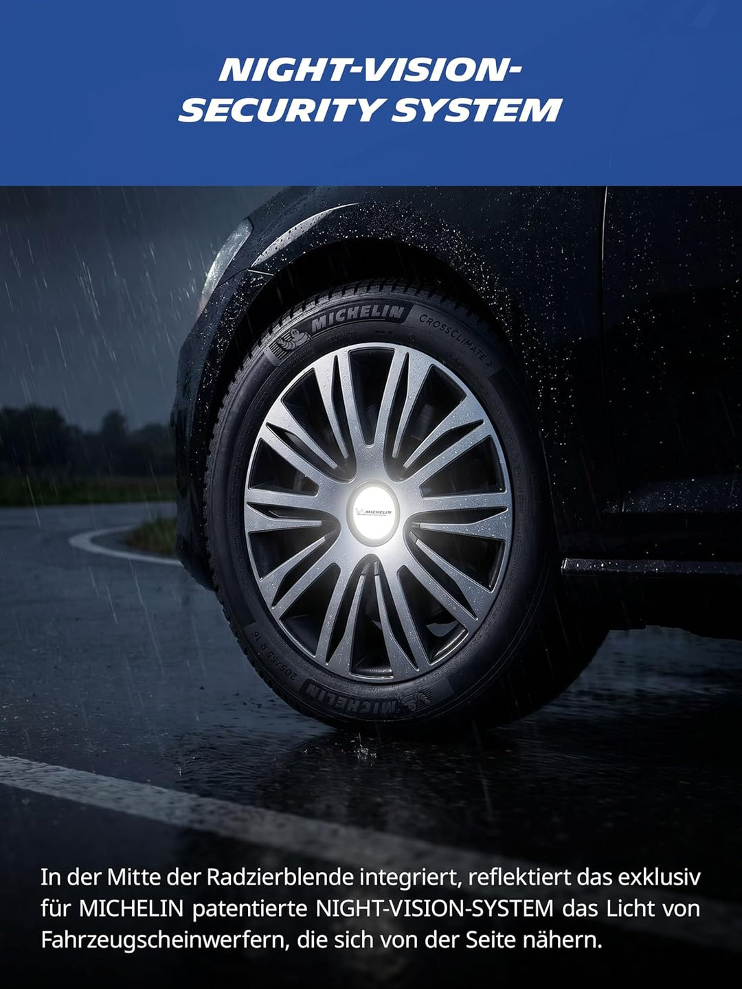 MICHELIN Radkappe 13 Zoll Universal Radzierblende Alice 4 er Set Fürs Auto ABS Kunststoff Schwarz/Si