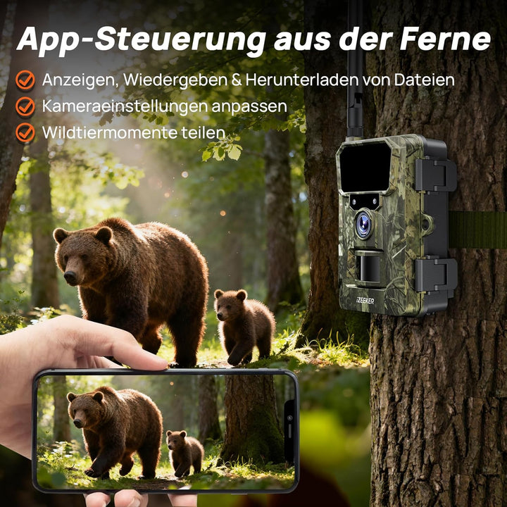iZEEKER 2 in 1 Cloud 4G & Standard Wildkamera, 2K HD 48MP Wildkamera mit Bewegungsmelder Nachtsicht
