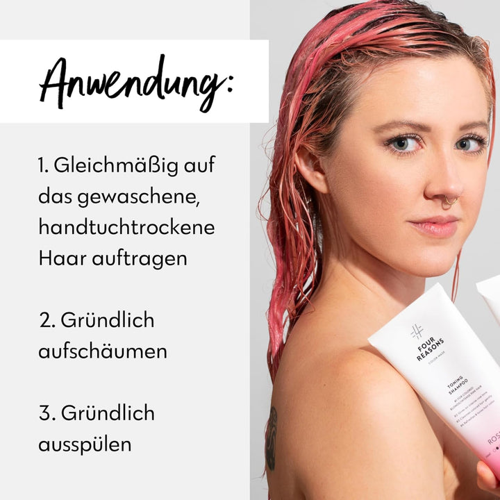FOUR REASONS Farbmasken-Shampoo – Sulfatfreies, tonisierendes Rosa-Shampoo für rosa Haare – Farbabla