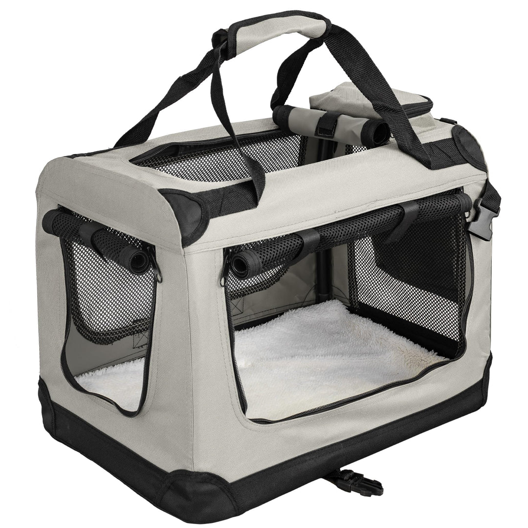 Faltbare Hundebox S - 50 x 35 x 36 cm, Beige Transporttasche Transportbox Cream Auto Katze Hunde Kan