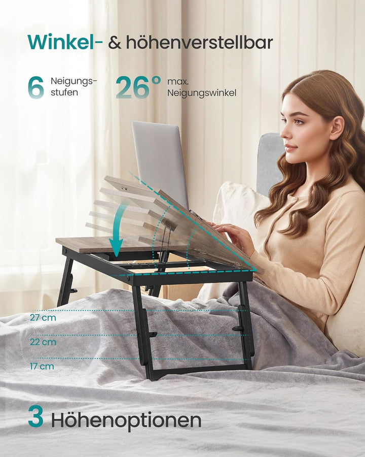SONGMICS Laptoptisch, Laptopständer, Frühstückstablett, klappbare Beine, für Bett und Sofa, höhenver