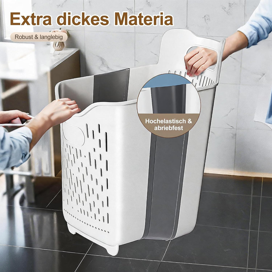 Faltbarer Wäschekorb 2er Set, Wandmontage, bodenstehend mit Griff, 45L+18L | faltbarer wäschekorb